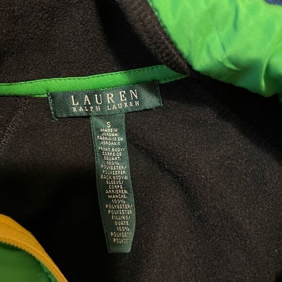 Lauren Ralph Lauren Women's Black/Green Fleece Puffer Front Jacket Small - Picture 5 of 6